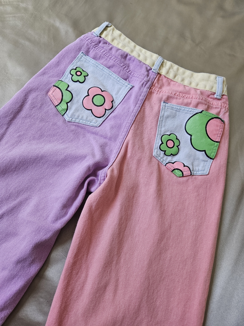 SHEIN Two-Tone Pink and Lavender Straight Leg Jeans